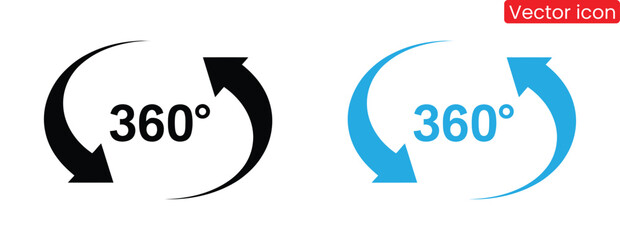 Modern 360 degree rotation arrow icons.360 degree rotation icon, 360 degree panoramic symbol, circular navigation arrows	