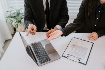 Male lawyer in the office with brass scale on wooden table. justice and law concept