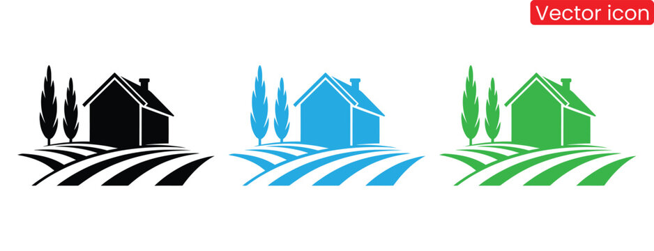 Charming house on rolling hills with cypress trees