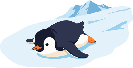 Naklejka premium penguins icy plunge a charming antarctic adventure, winter wonderland illustration, isolated on transparent background