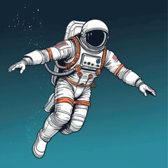 Astronaut Floating in Space with Detailed Spacesuit and American Flag Patch
