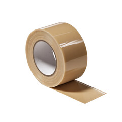 Roll of packing tape on transparent field presenting adhesive solutions for packaging needs