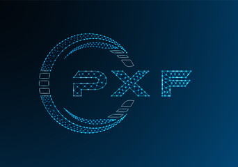 PXF low poly letter logo vector design. PXF lower poly logo design. Low poly logo.