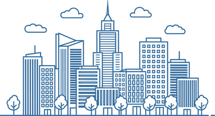 Fototapeta premium City skyline vector illustration urban landscape cityscape view