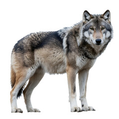 Obraz premium Majestic gray wolf standing proudly full body portrait transparent background