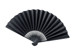 Monochrome paper fan elegance, a study in form and texture against isolated transparency