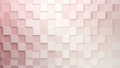 Soft pink 3D square tiles in gradient checkered pattern