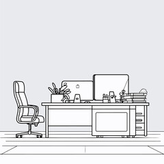 vector coloring office atmosphere