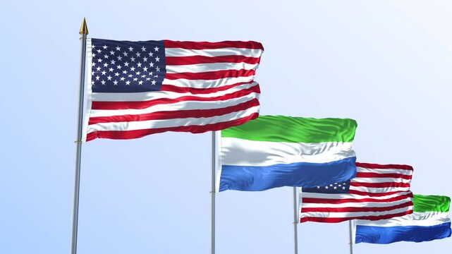 A Row Of United States And Sierra Leone Flag