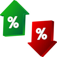 Green and Red Arrows Indicating Percent Change Trend