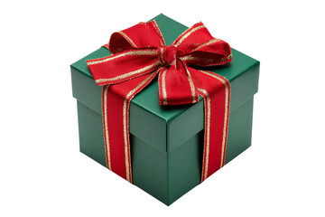 Fototapeta premium A Christmas gift box with ribbon and bow, isolated on a transparent background.
