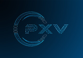 PXV low poly letter logo vector design. PXV lower poly logo design. Low poly logo.