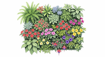 Captivating assortment of garden flowers and succulents in natural artwork