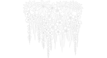 Obraz premium Delicate flower outlines in a cascading design for decorative projects