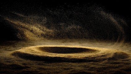 Golden sand vortex in a dark space