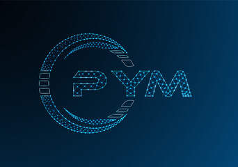 PYM low poly letter logo vector design. PYM lower poly logo design. Low poly logo.