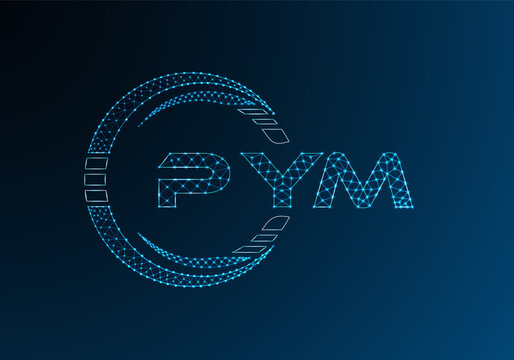 PYM low poly letter logo vector design. PYM lower poly logo design. Low poly logo.