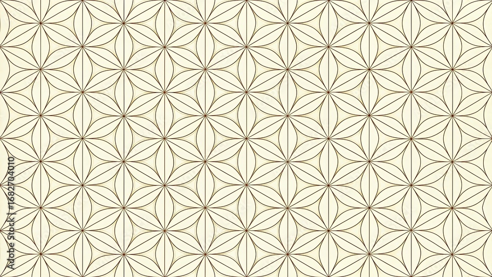 Poster intricate geometric floral pattern with repeating diamond shapes and delicate linework on a muted ba