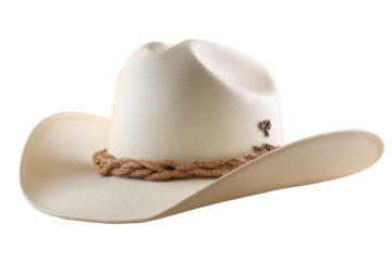 Off-white cowboy hat with tan braided band