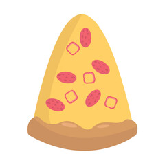 Slice of pizza topped with pepperoni and cheese, displayed on a white background