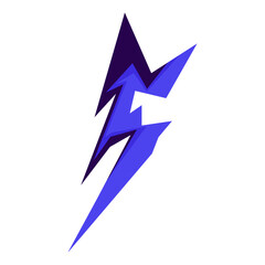Abstract lightning bolt design in vibrant blue and purple colors on a white background (2)