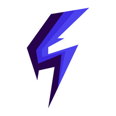 Abstract design featuring a dynamic lightning bolt shape in vibrant purple and blue tones