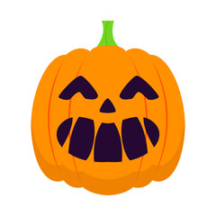 Cartoon-style Halloween pumpkin with a mischievous face, isolated on a white background