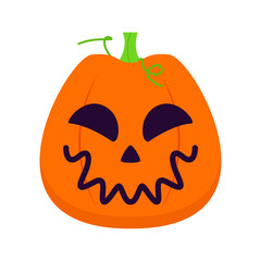 Cartoon pumpkin with a green stem and playful face, perfect for Halloween decorations