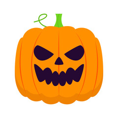 Vibrant Halloween Pumpkin with Green Stem and Whimsical Background Elements