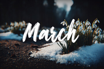 March text with flowers