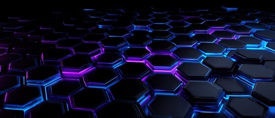 Naklejka premium Futuristic Cyberpunk Hexagonal Pattern Background