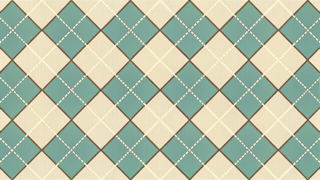 Fototapeta Classic argyle diamond pattern in teal and cream with subtle textured background for vintage or preppy design