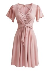 Elegant pink flutter sleeve dress