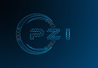 PZI low poly letter logo vector design. PZI lower poly logo design. Low poly logo.