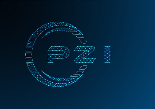 PZI low poly letter logo vector design. PZI lower poly logo design. Low poly logo.