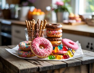 A collection of arranged sweet items