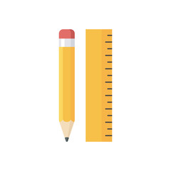 Ruler and pencil flat icon vector design illustration template in trendy style
