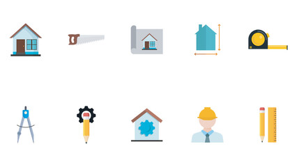 architect icon collection with gradient color vector design in trendy style