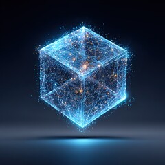 Digital Cube Network AI, Data, and Blockchain Concept