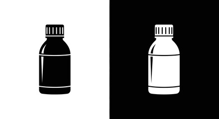 An outline style of a small bottle, a modern and clean icon for a serum, medicine, or other liquid beauty products.