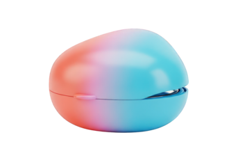 Spherical container with pink and blue on transparent background
