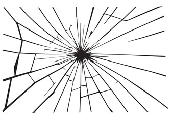 Obraz premium Broken Glass Crack Texture Isolated on White Background – Realistic Shattered Glass Pattern for Design and Effects