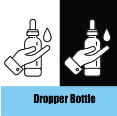 Minimal Line Art Vector Icon of Dropper Bottle for Healthcare and Medicine