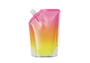 Colorful pouch for liquid on black on transparent background