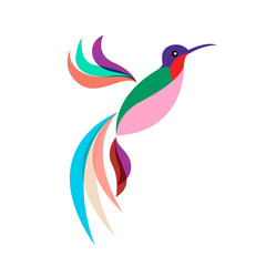 Bird Colorful Logo. Hummingbird Simple Vector Illustration. 