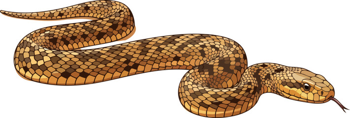 Obraz premium desert reptile a detailed brown snake illustration, scaly skin texture, wild nature, isolated on transparent background