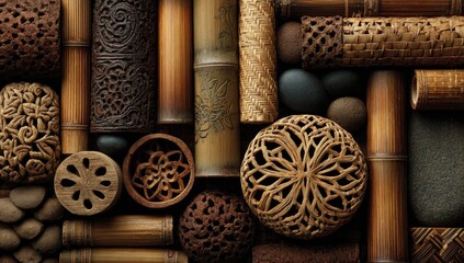 Bamboo & wood carvings, textures & patterns