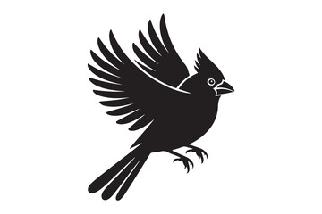 Set of Cardinal Birds Silhouette Vector Art. Vector black silhouette. with white background