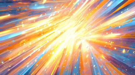 Abstract explosion of vibrant colors and light rays