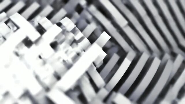 Abstract white geometric bars weaving in a complex pattern creates a hypnotic seamless loop animation for a modern background